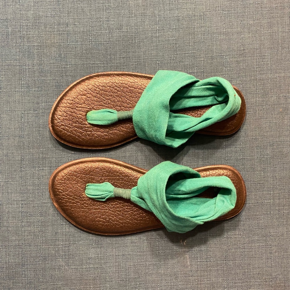 Sanuk Yoga Sling Sandal in Teal Size 8